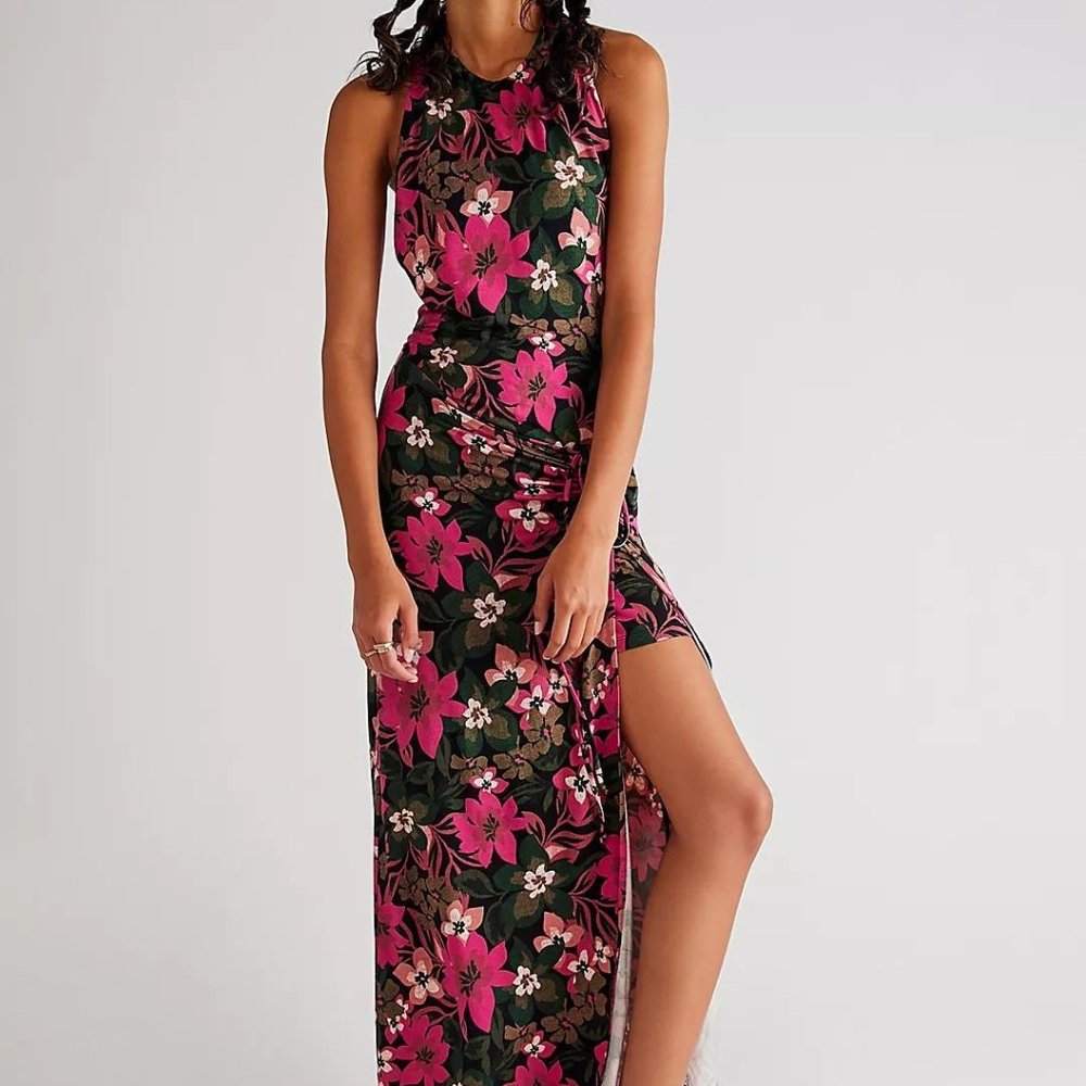 NWT  Free People  'Mimi Printed Halter Dress'  size S/M/M/L